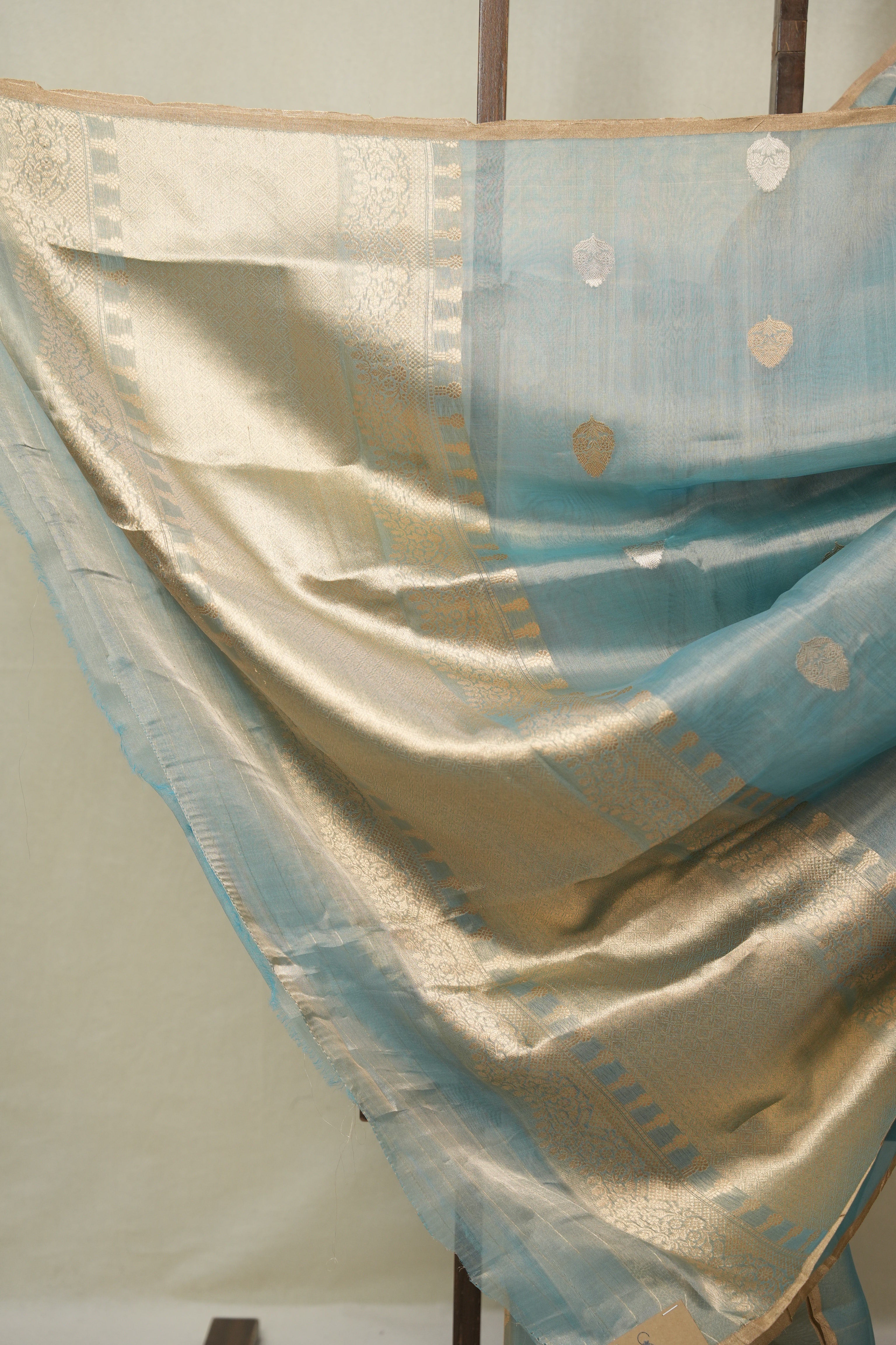 Aqua Blue Tissue Banarasi Silk Saree - SRABTBSS58