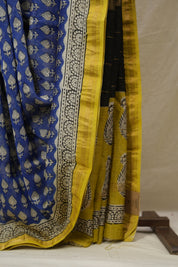 Blue HBP Cotton Silk Saree With Maheshwari Border - SRBCSS1559