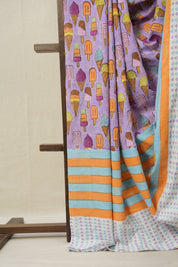 Lavender HBP Signature Cotton Saree - SRLSCS18