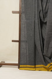 Black Small Checks Cotton Patteda Anchu Saree - SRBPAS224