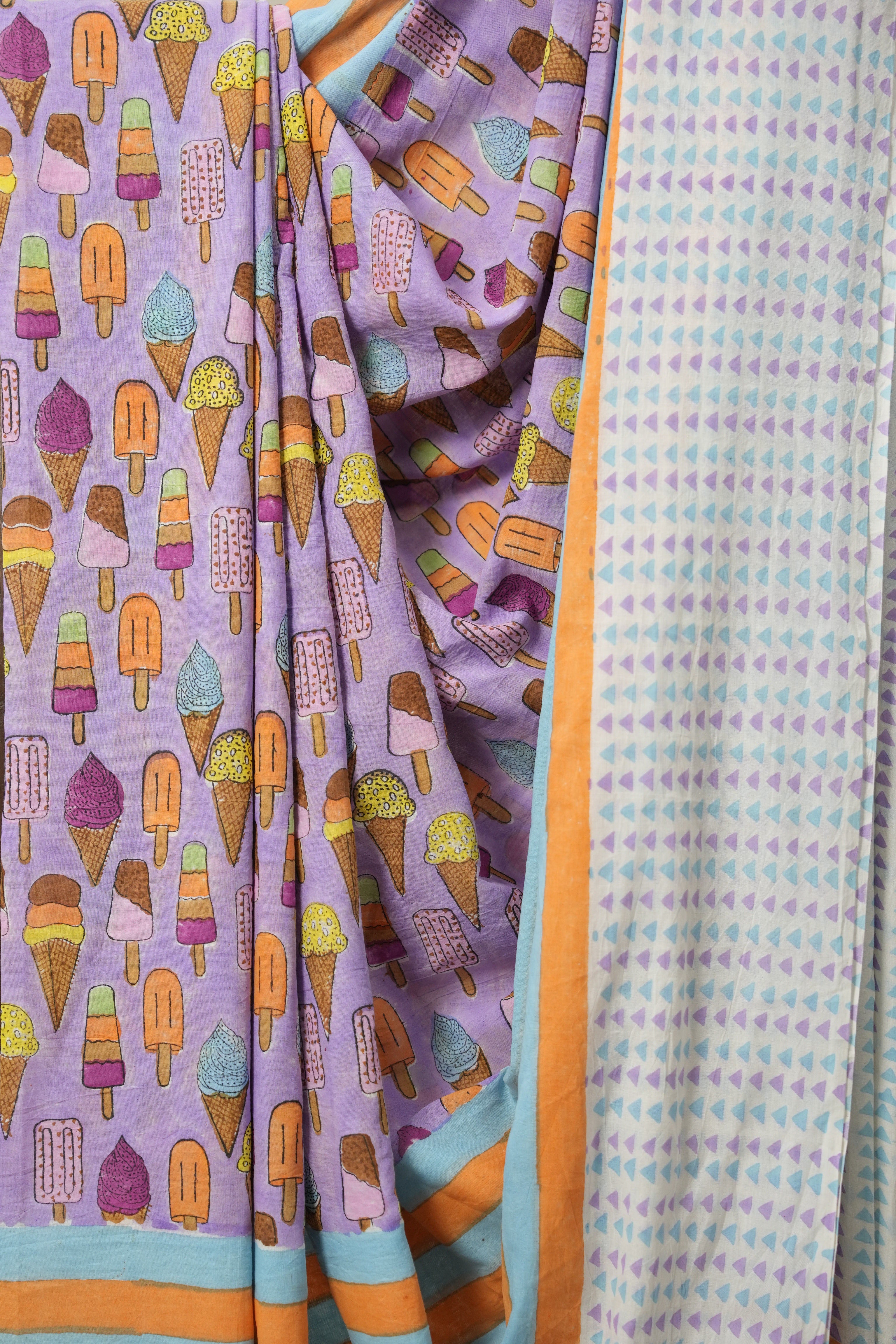 Lavender HBP Signature Cotton Saree - SRLSCS18