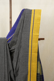 Black Small Checks Cotton Patteda Anchu Saree - SRBPAS224