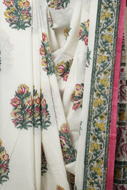 White HBP Cotton Saree - SRWCS2972