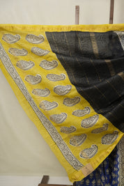 Blue HBP Cotton Silk Saree With Maheshwari Border - SRBCSS1559