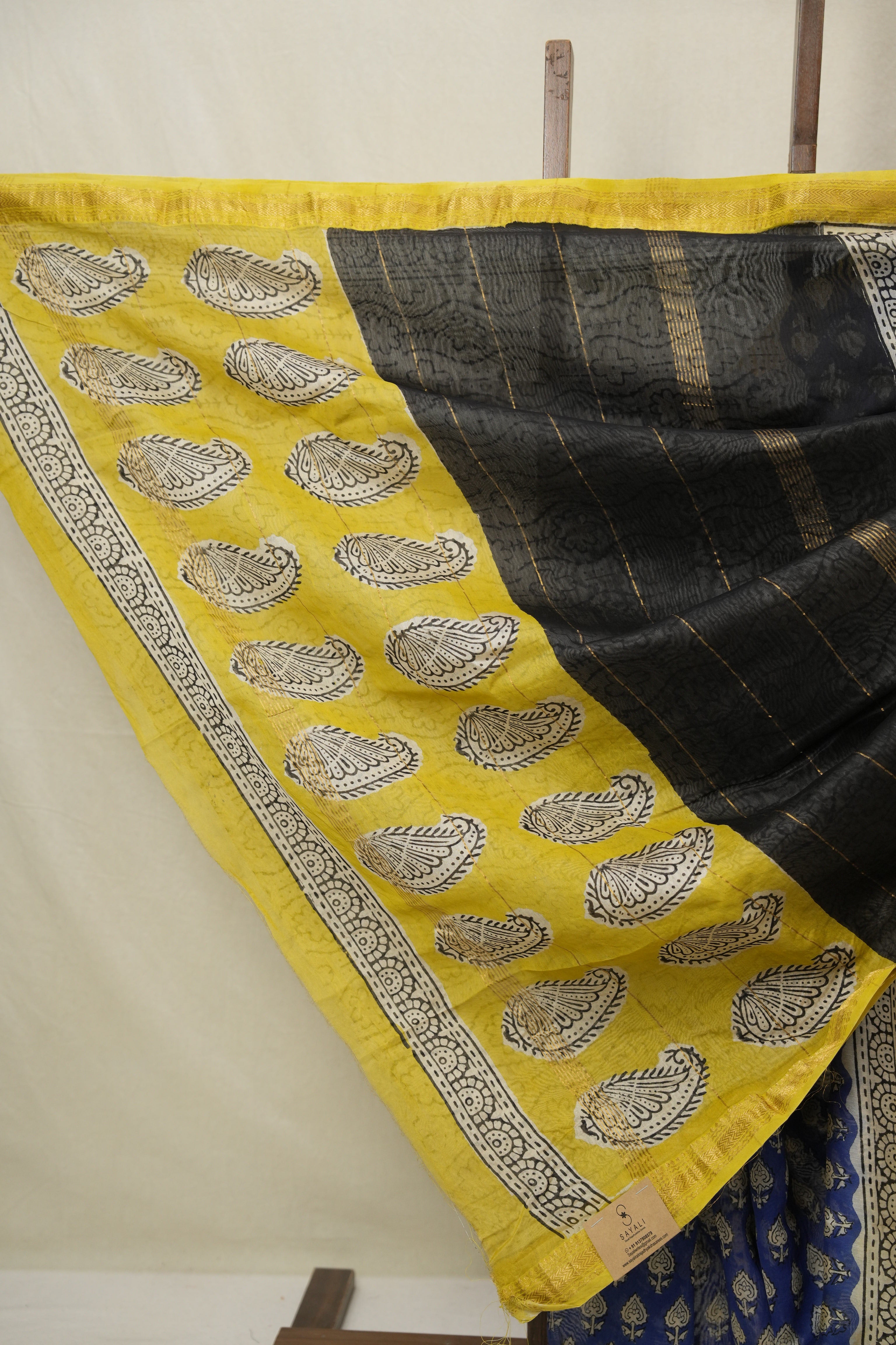 Blue HBP Cotton Silk Saree With Maheshwari Border - SRBCSS1559
