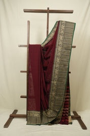 Maroon Narayan Peth Cotton Saree - SRMNPCS93