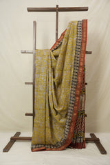 Yellow HBP Cotton Silk Saree With Maheshwari Border - SRYCSS1560