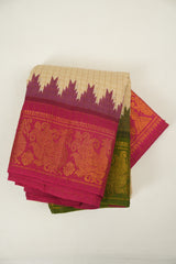 Cream Sungudi Cotton Saree - SRCSCS343