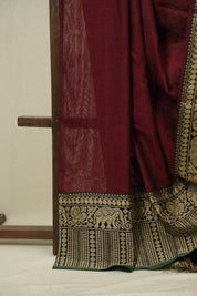 Maroon Narayan Peth Cotton Saree - SRMNPCS93