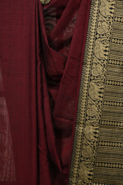 Maroon Narayan Peth Cotton Saree - SRMNPCS93