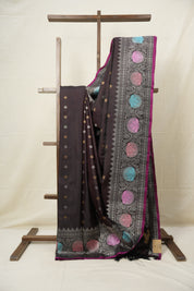 Dark Brown Gadwal Silk Saree - SRDBGSS609