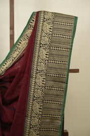 Maroon Narayan Peth Cotton Saree - SRMNPCS93