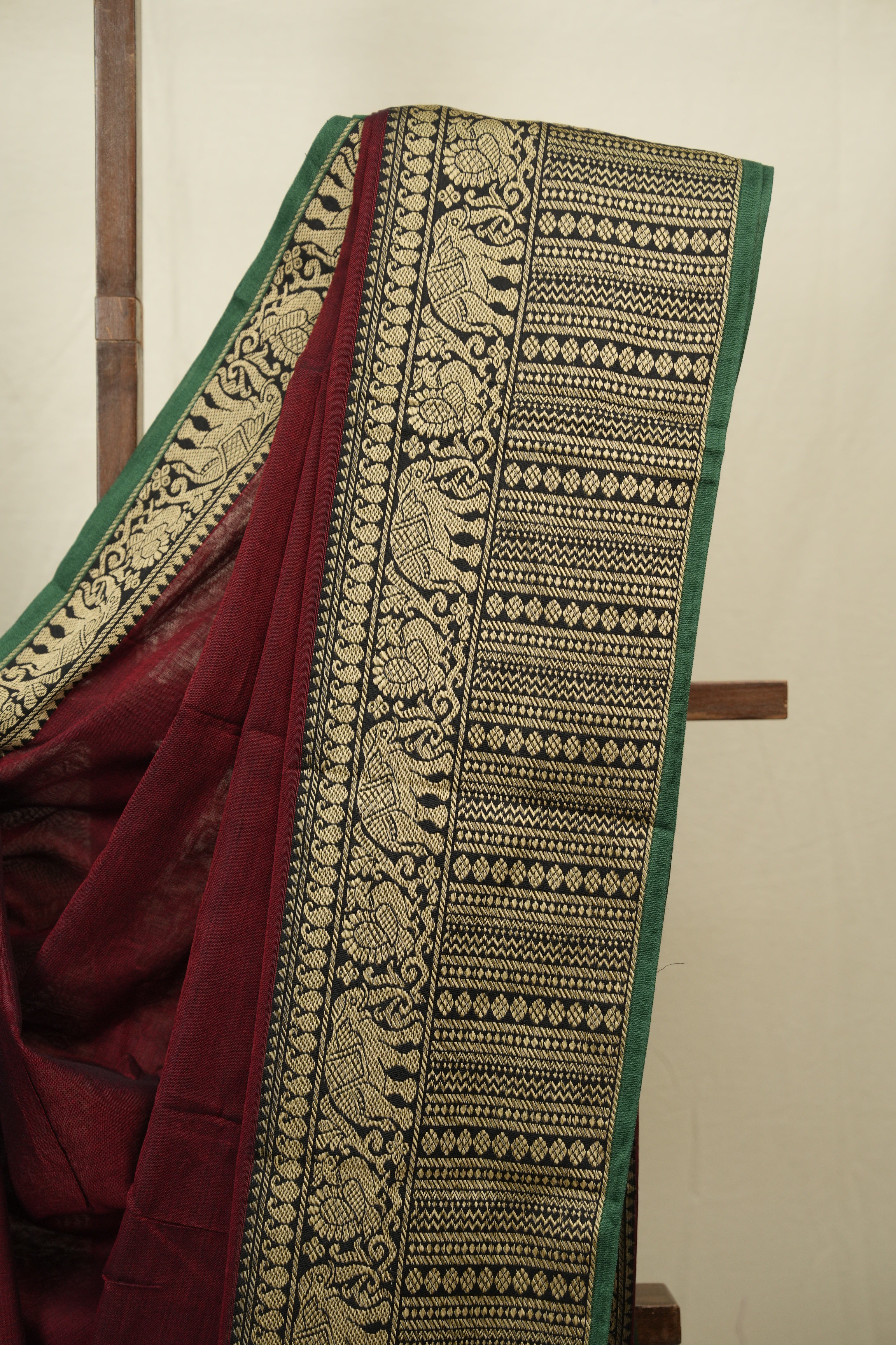 Maroon Narayan Peth Cotton Saree - SRMNPCS93