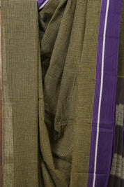 Black Small Checks Cotton Patteda Anchu Saree - SRBPAS230