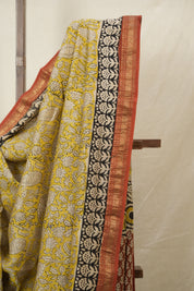 Yellow HBP Cotton Silk Saree With Maheshwari Border - SRYCSS1560