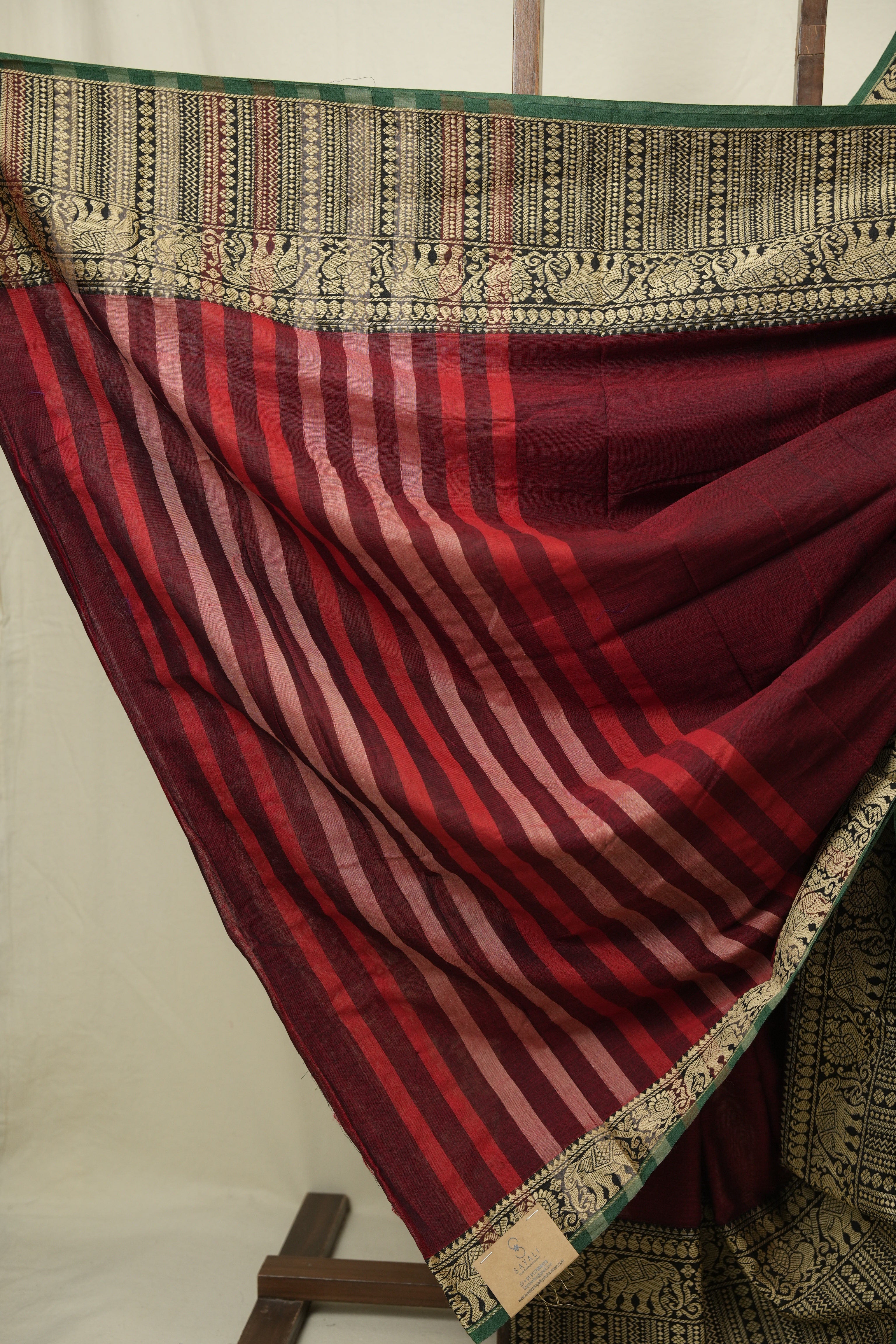 Maroon Narayan Peth Cotton Saree - SRMNPCS93