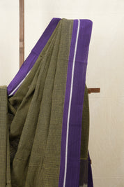 Black Small Checks Cotton Patteda Anchu Saree - SRBPAS230