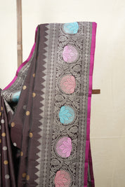 Dark Brown Gadwal Silk Saree - SRDBGSS609