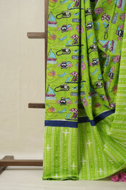 Parrot Green HBP Signature Cotton Saree - SRPGSCS10