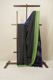 Black Big Checks Cotton Patteda Anchu Saree - SRBPAS237