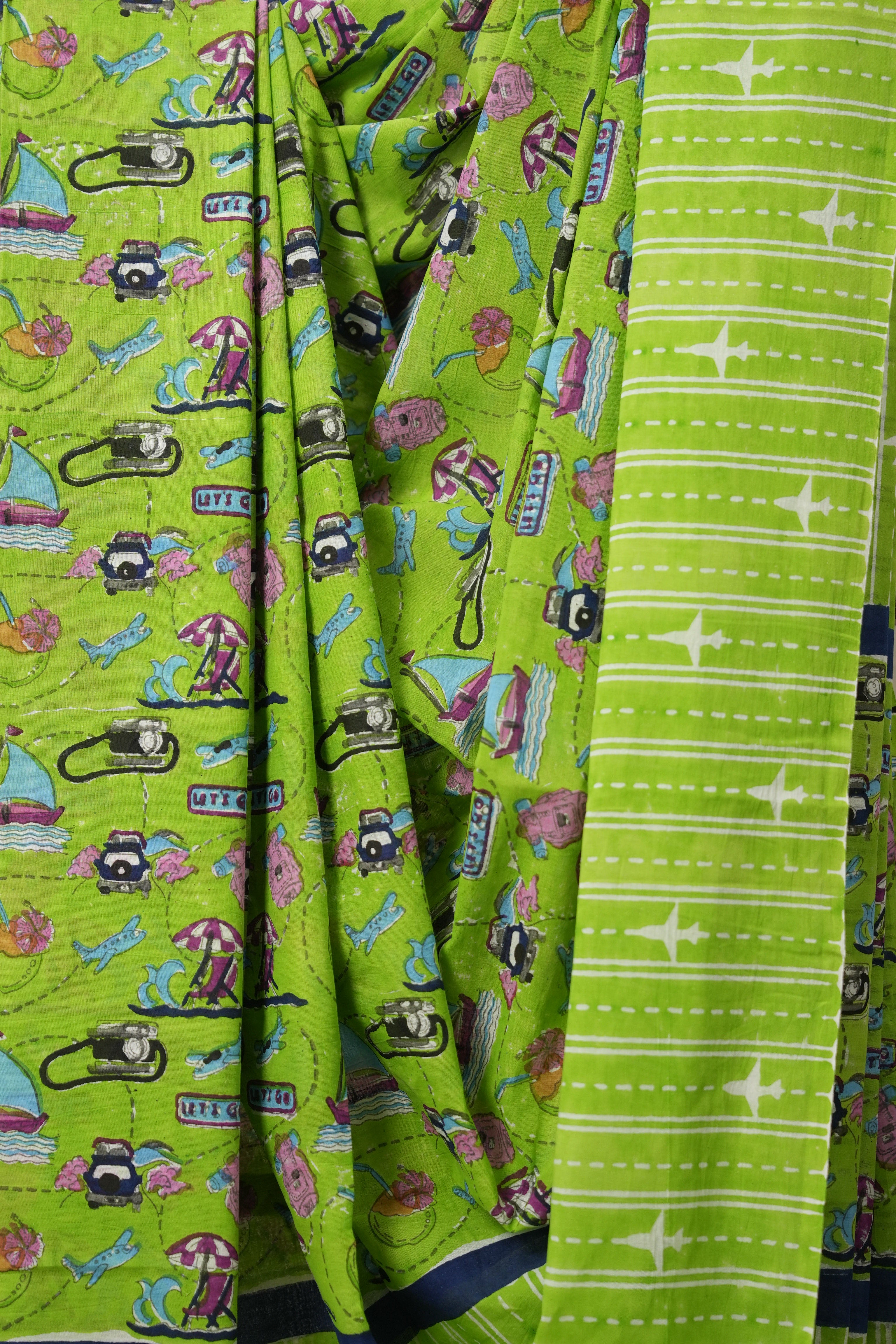 Parrot Green HBP Signature Cotton Saree - SRPGSCS10