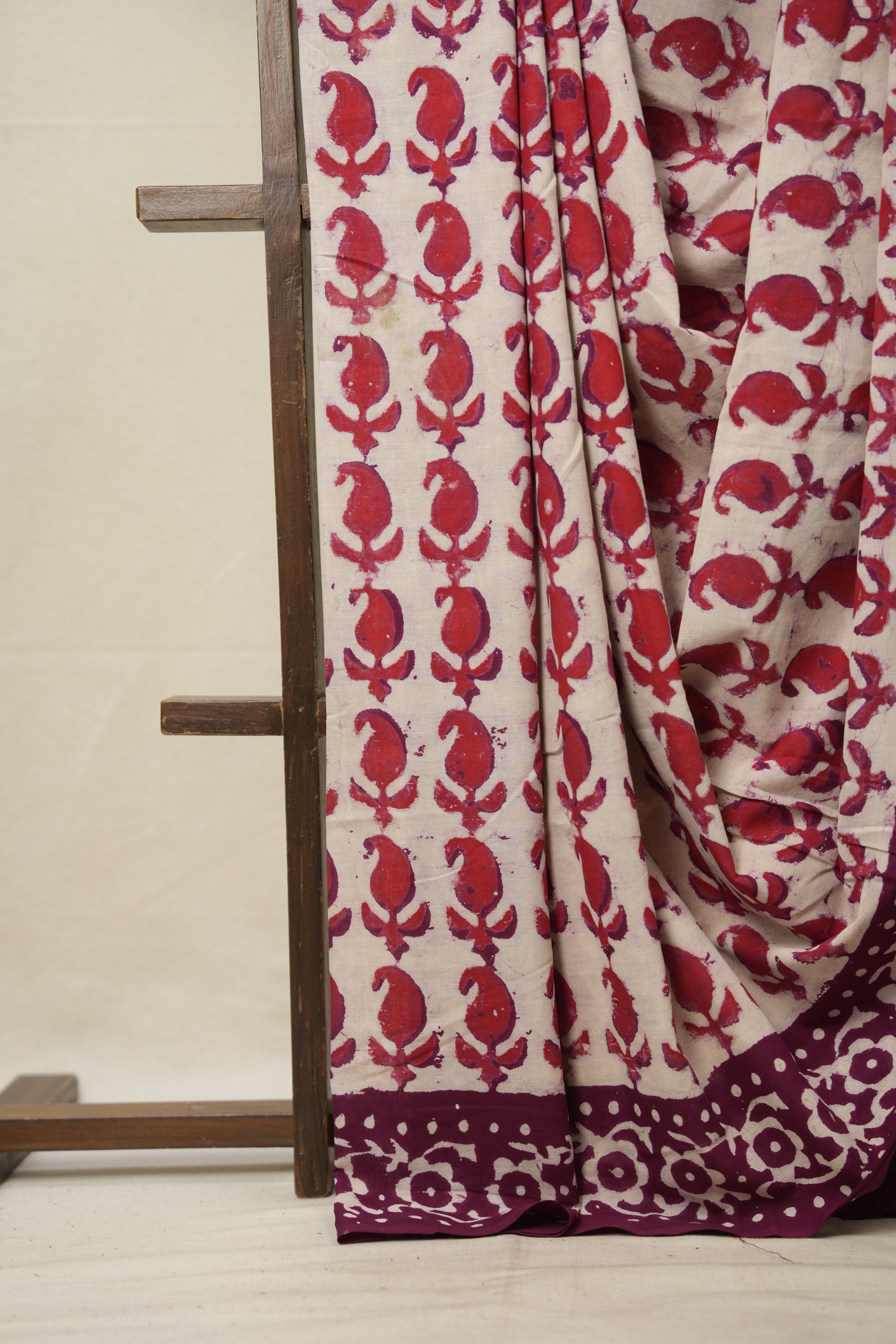 Off White HBP Cotton Saree - SROWCS2974