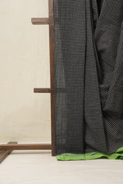 Black Big Checks Cotton Patteda Anchu Saree - SRBPAS237