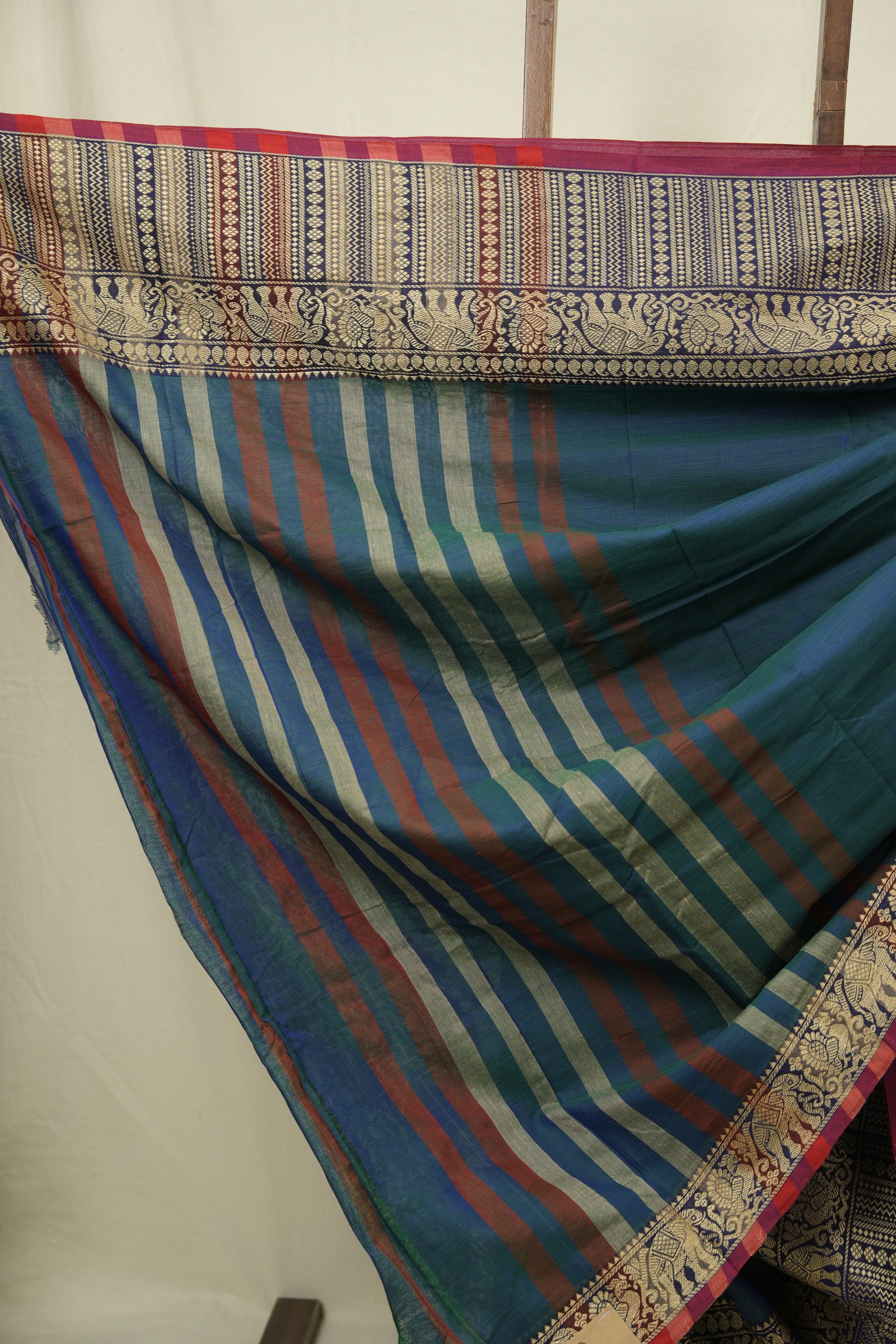 Peacock Green Narayan Peth Cotton Saree - SRPGNPCS95