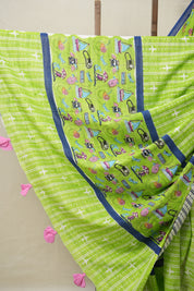 Parrot Green HBP Signature Cotton Saree - SRPGSCS10