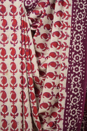 Off White HBP Cotton Saree - SROWCS2974