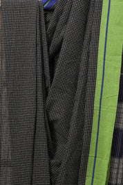Black Big Checks Cotton Patteda Anchu Saree - SRBPAS237