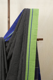Black Big Checks Cotton Patteda Anchu Saree - SRBPAS237