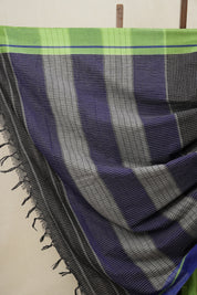 Black Big Checks Cotton Patteda Anchu Saree - SRBPAS237