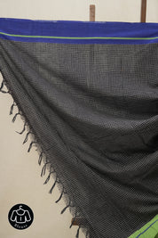 Black Big Checks Cotton Patteda Anchu Saree - SRBPAS237
