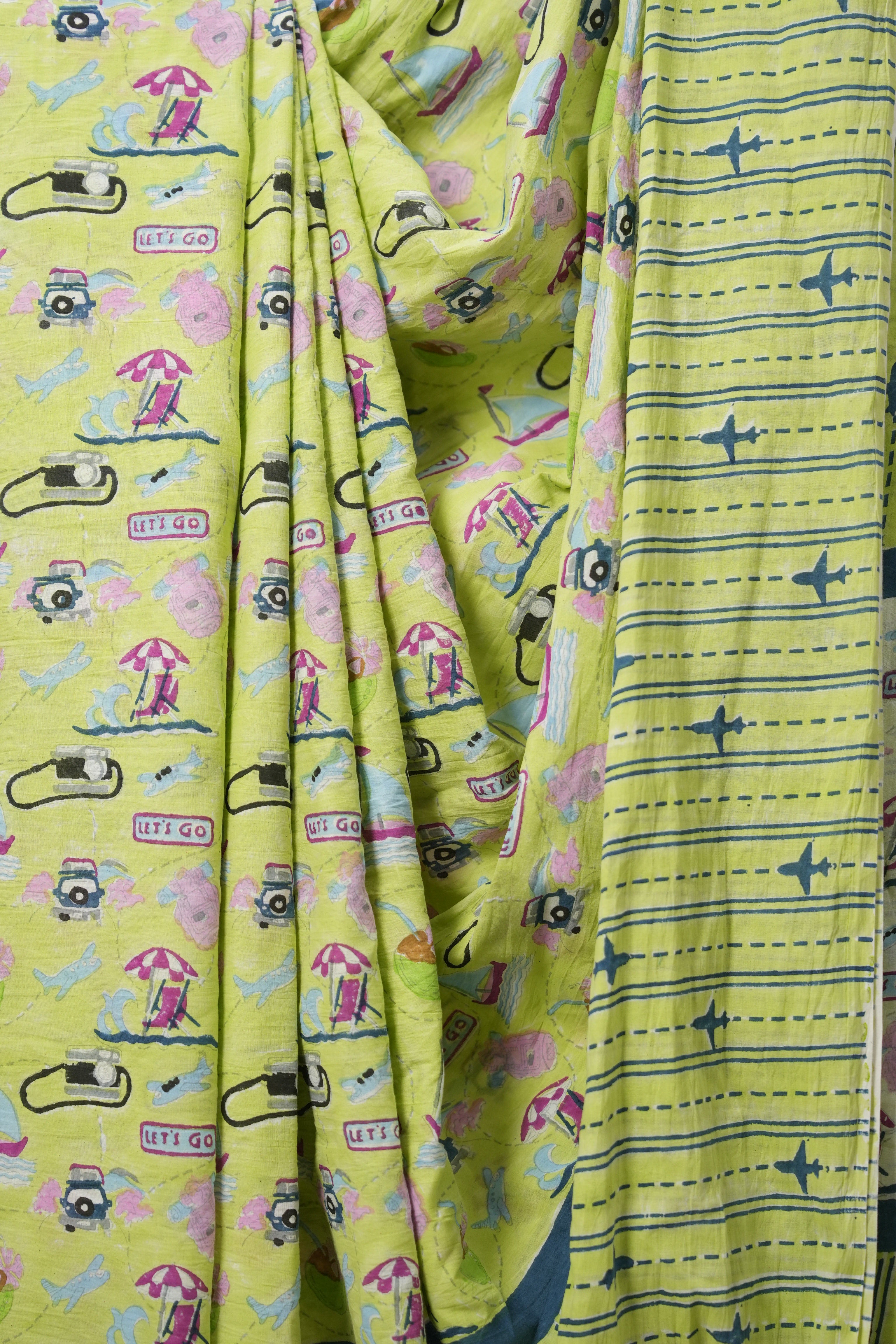 Pista Green HBP Signature Cotton Saree - SRPGSCS14