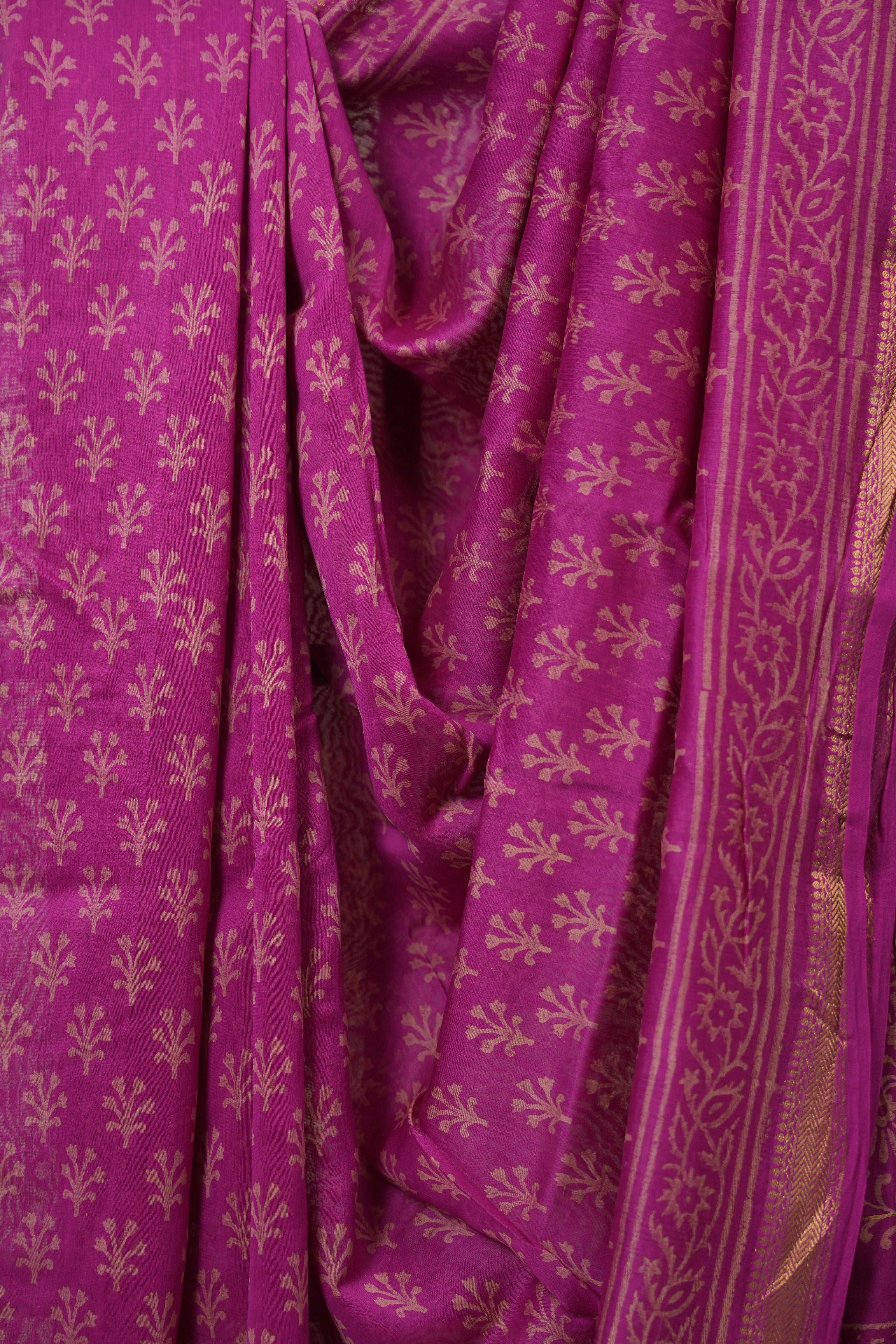 Pink HBP Cotton Silk Saree With Maheshwari Border - SRPCSS1562