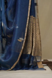 Peacock Blue Tissue Banarasi Silk Saree - SRPBTBSS65