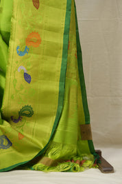 Neon Green Gadwal Silk Saree - SRNGGSS610