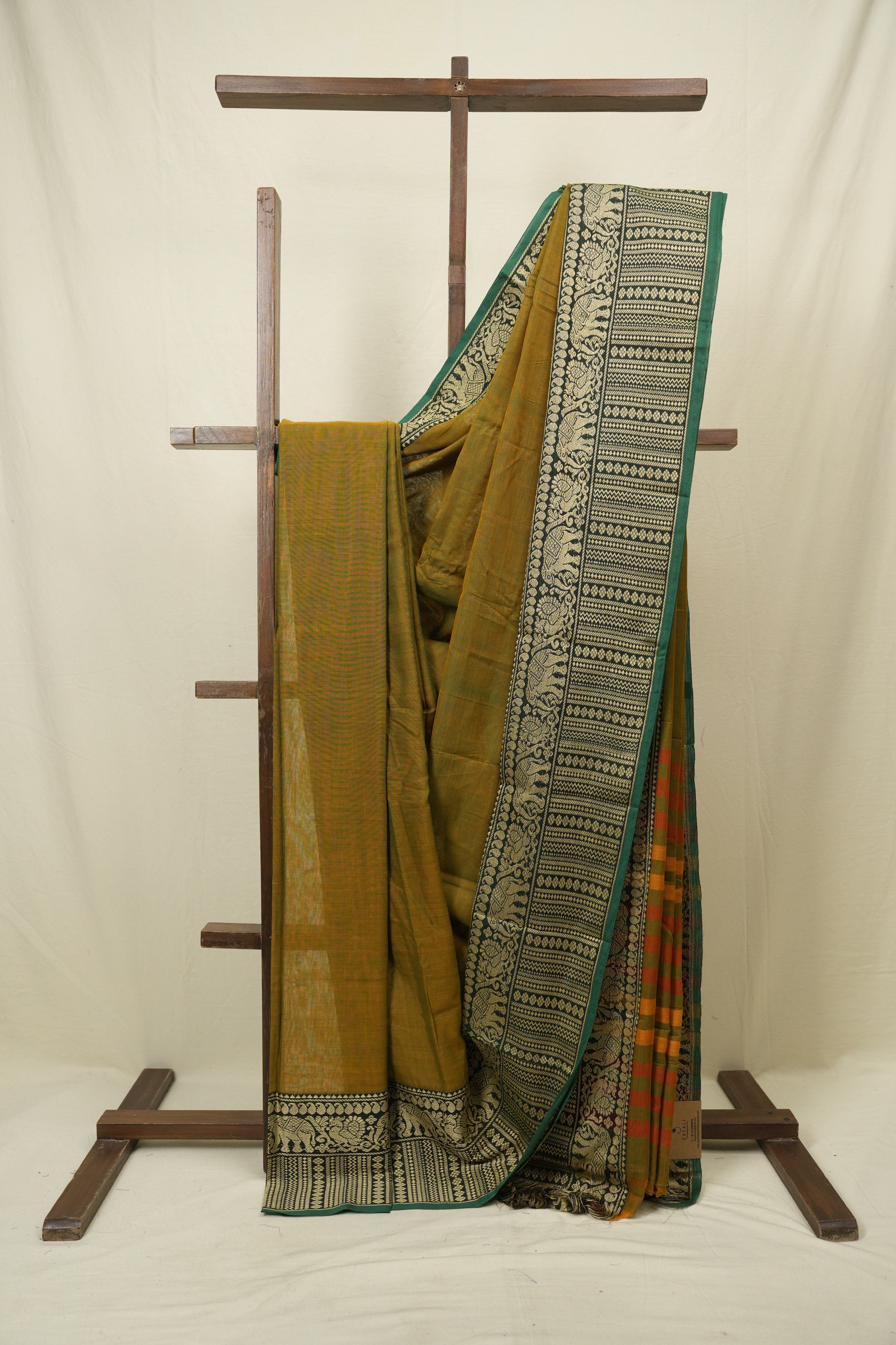 Two Tone Green Narayan Peth Cotton Saree - SRTTGNPCS96