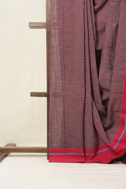Maroon Small Checks Cotton Patteda Anchu Saree - SRMPAS225