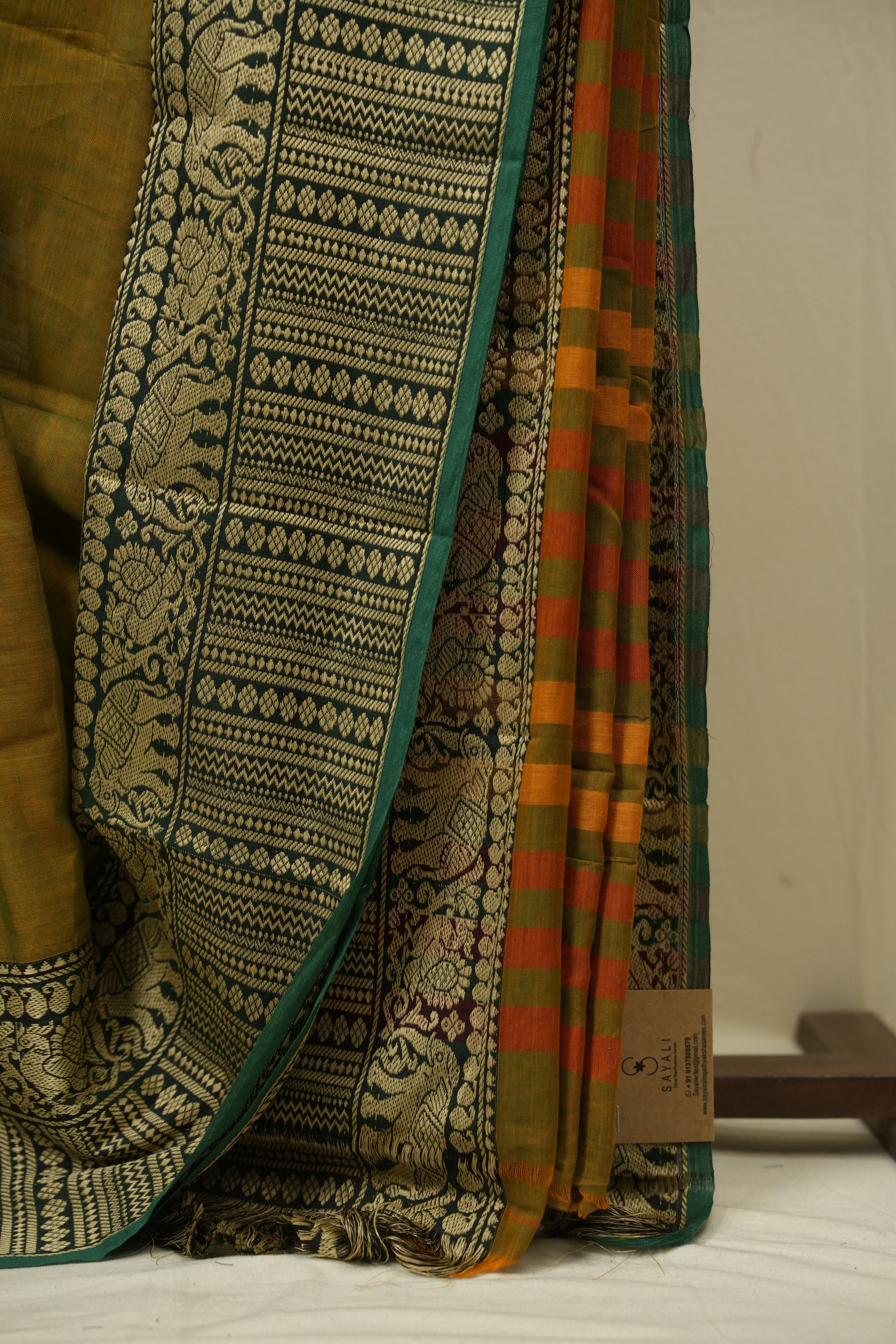 Two Tone Green Narayan Peth Cotton Saree - SRTTGNPCS96