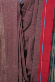 Maroon Small Checks Cotton Patteda Anchu Saree - SRMPAS225