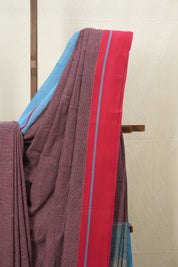 Maroon Small Checks Cotton Patteda Anchu Saree - SRMPAS225
