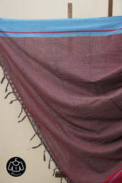 Maroon Small Checks Cotton Patteda Anchu Saree - SRMPAS225