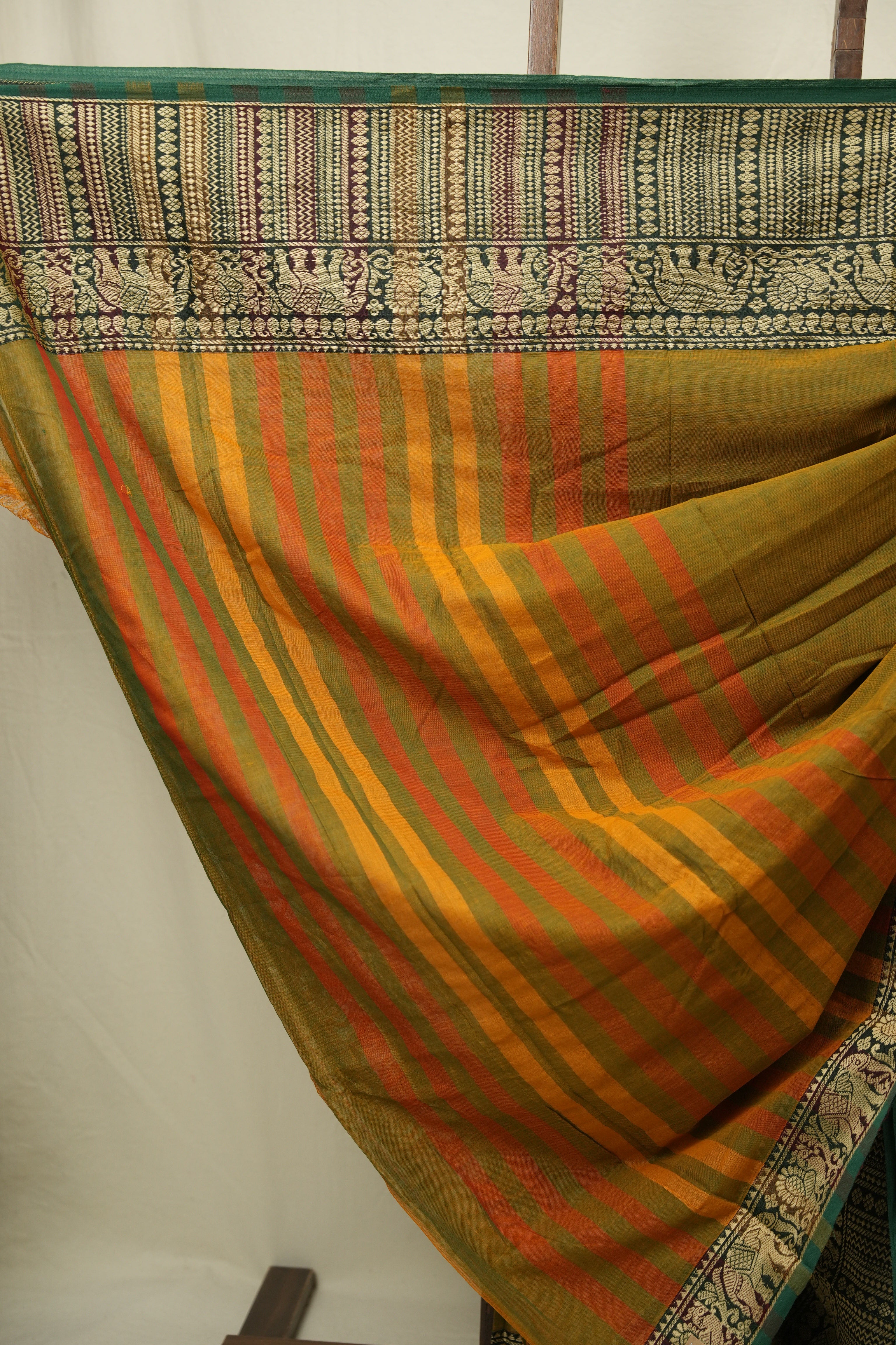 Two Tone Green Narayan Peth Cotton Saree - SRTTGNPCS96
