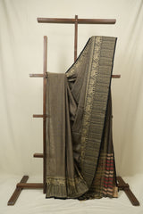 Dark Grey Narayan Peth Cotton Saree - SRDGNPCS88
