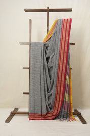 Grey Big Checks Cotton Patteda Anchu Saree - SRGPAS253