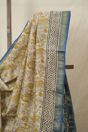 Cream HBP Cotton Silk Saree With Maheshwari Border - SRCCSS1563