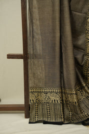 Dark Grey Narayan Peth Cotton Saree - SRDGNPCS88