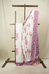 White HBP Cotton Saree - SRWCS3728